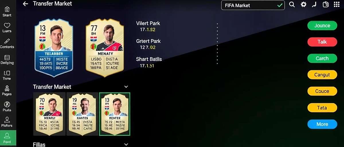 FIFA Mobile Transfer Market FIFA Mobile Transfer Market interface showing player cards and trading options